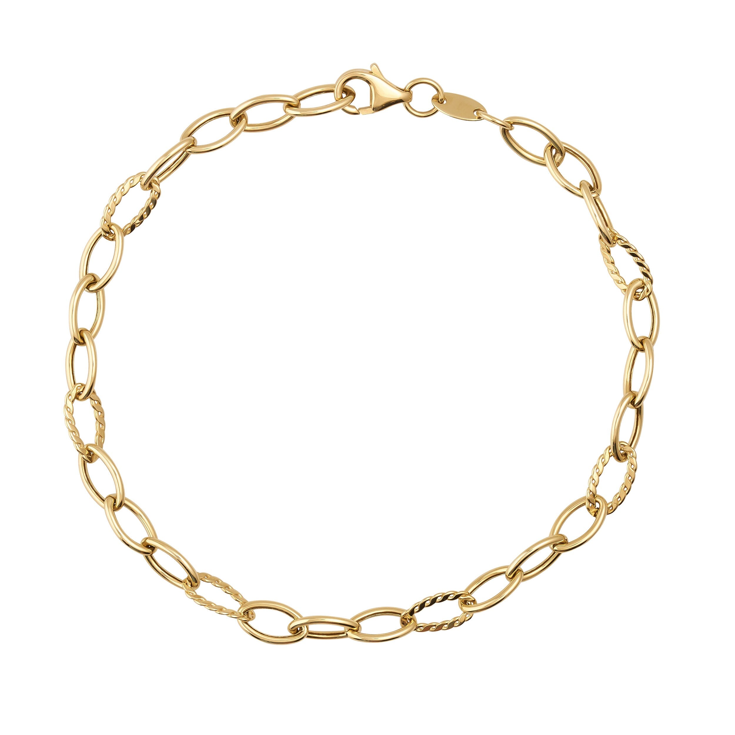 14K Gold Oval Paperclip Chain Bracelet