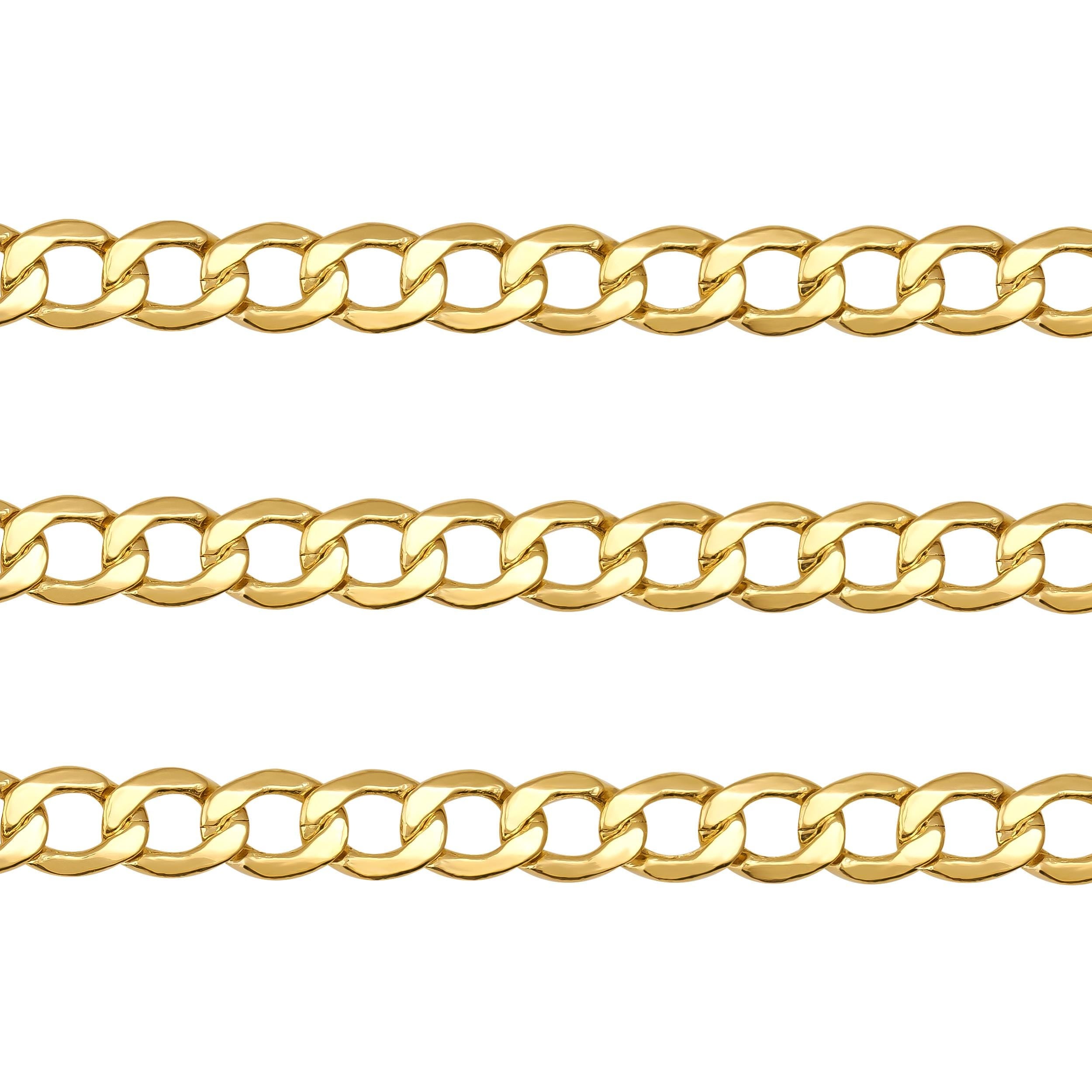 14K Real Solid Gold Miami Cuban Curb Link Chain Necklace & Bracelet