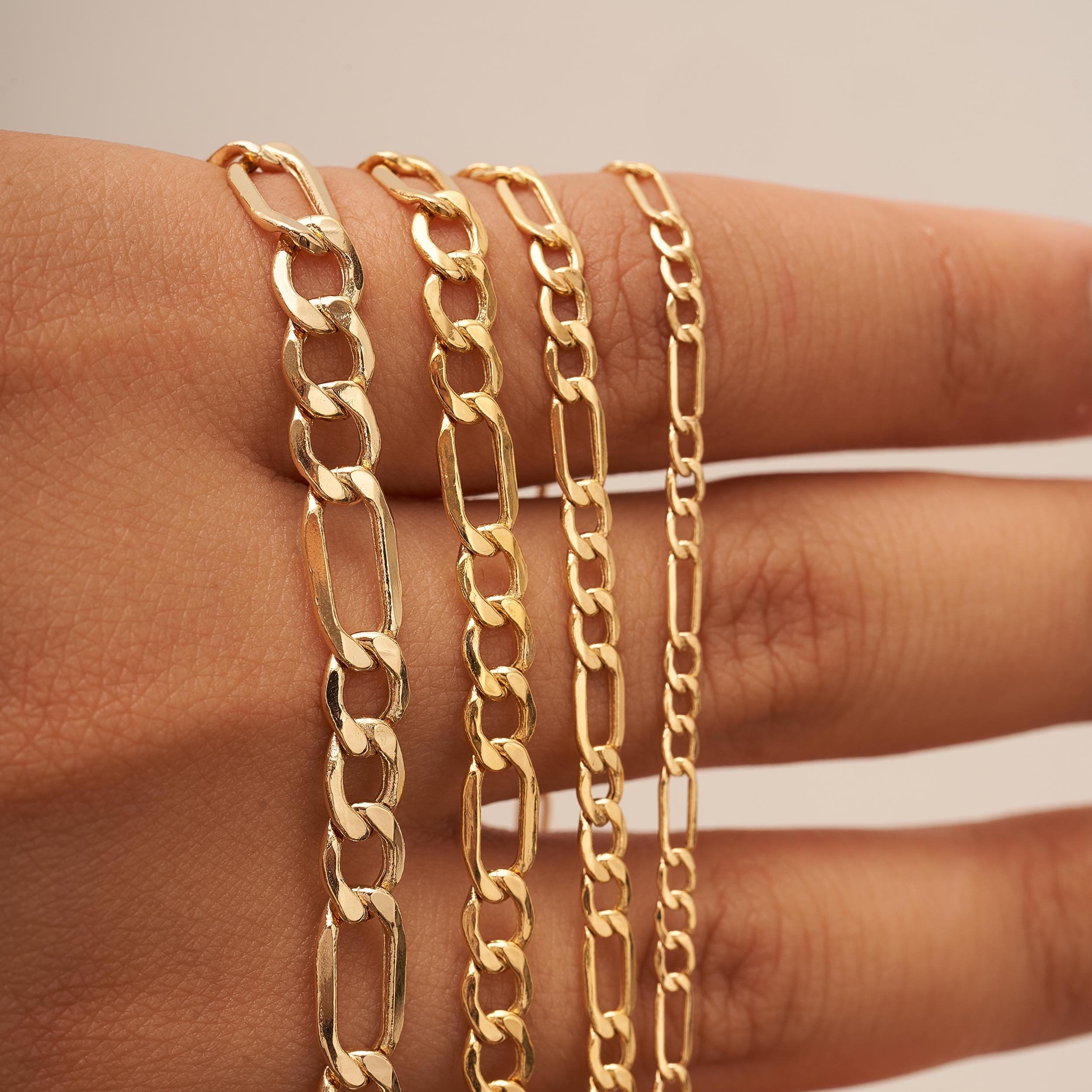 14K Solid Gold Figaro Chain for Women & Men