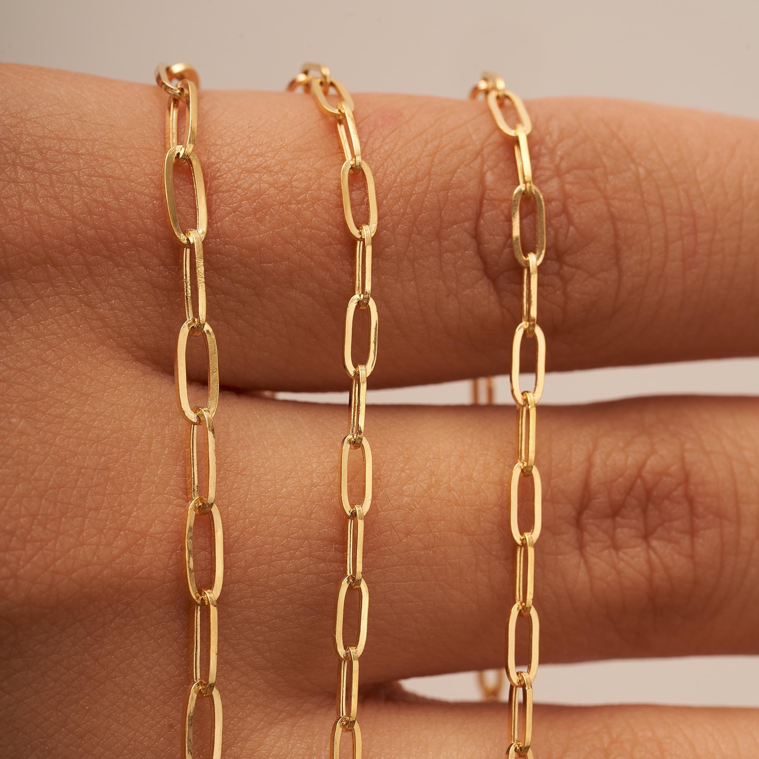 14K Solid Gold Paperclip Chain Necklace