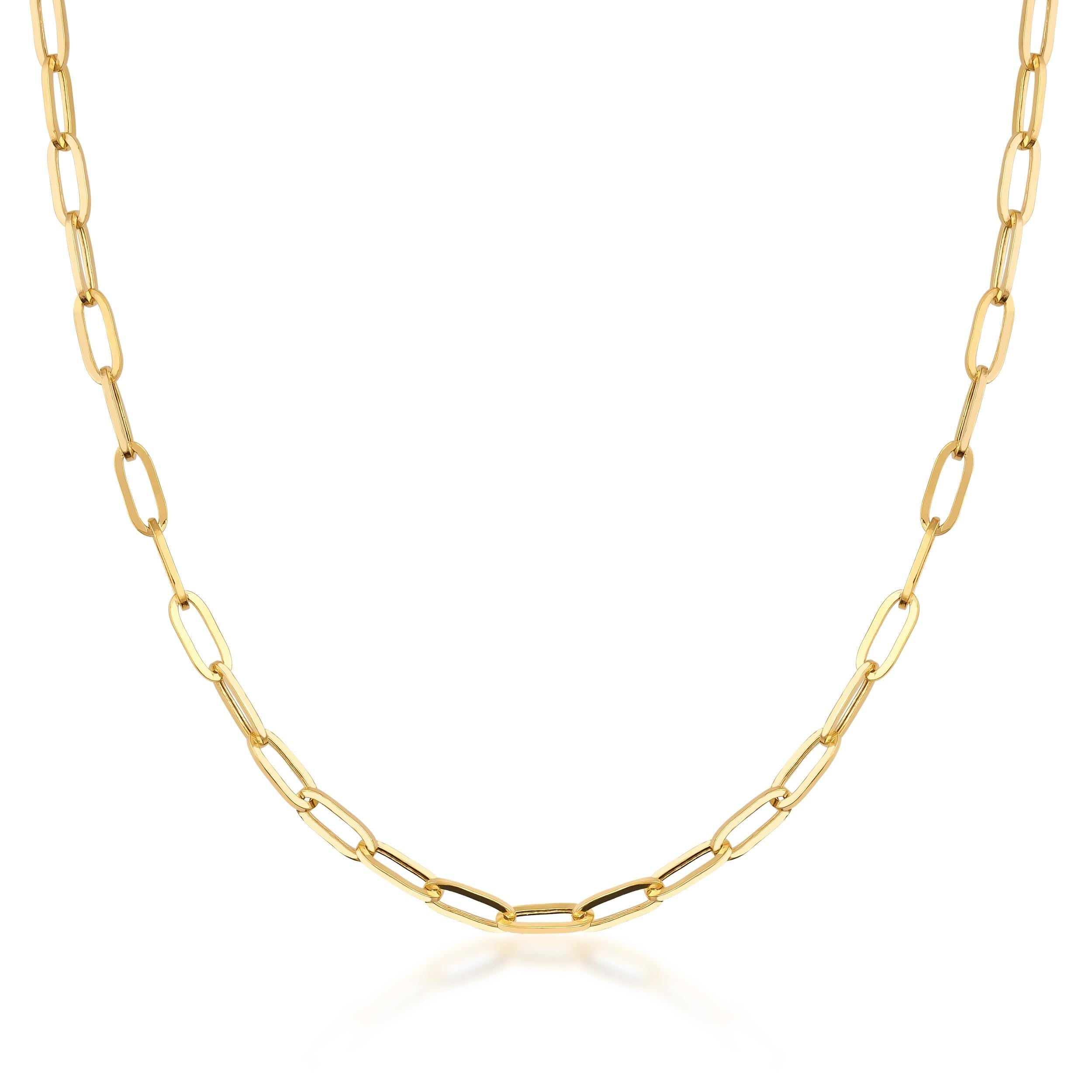 14K Solid Gold Paperclip Chain Necklace