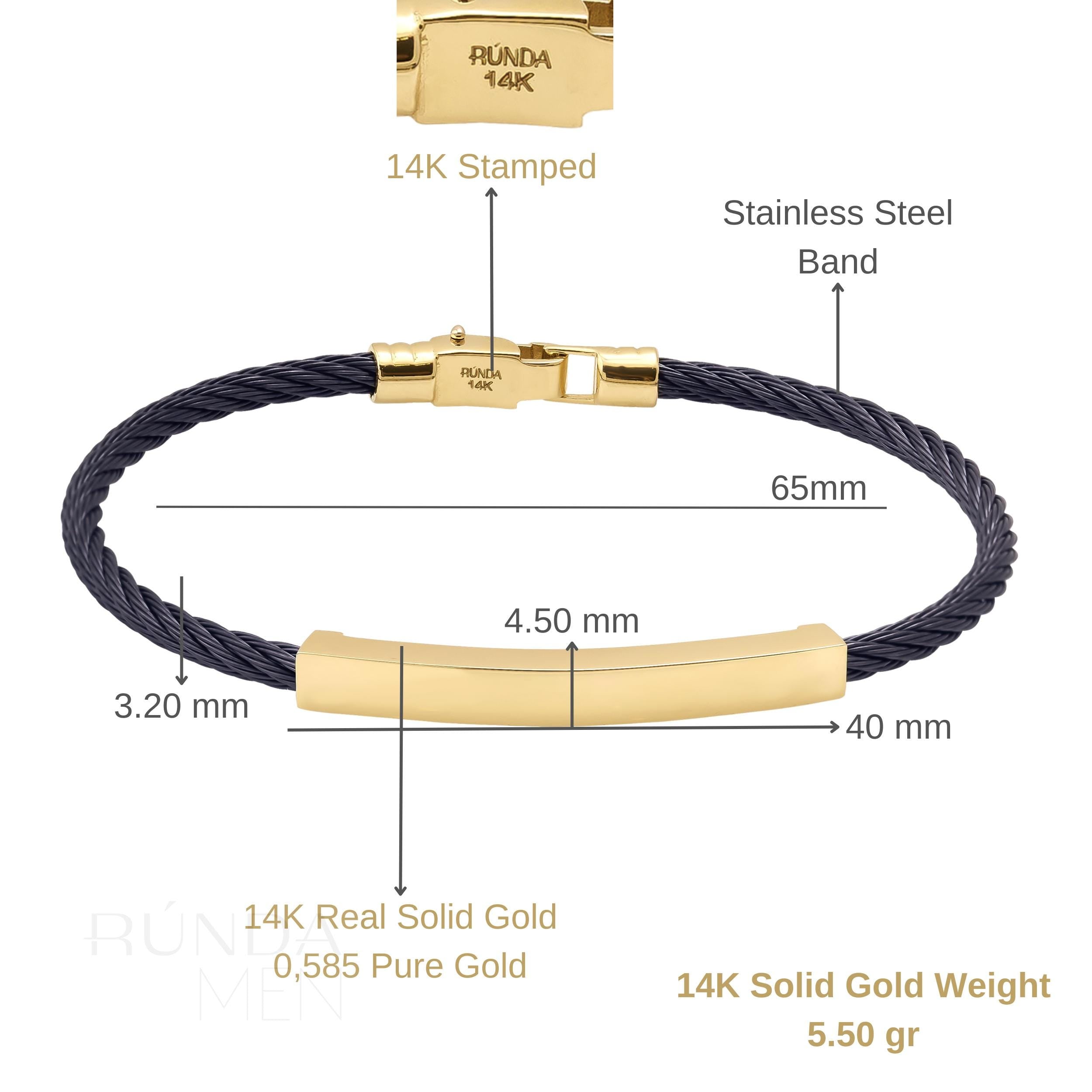 14K Solid Gold Nameplate ID Bracelet for Men