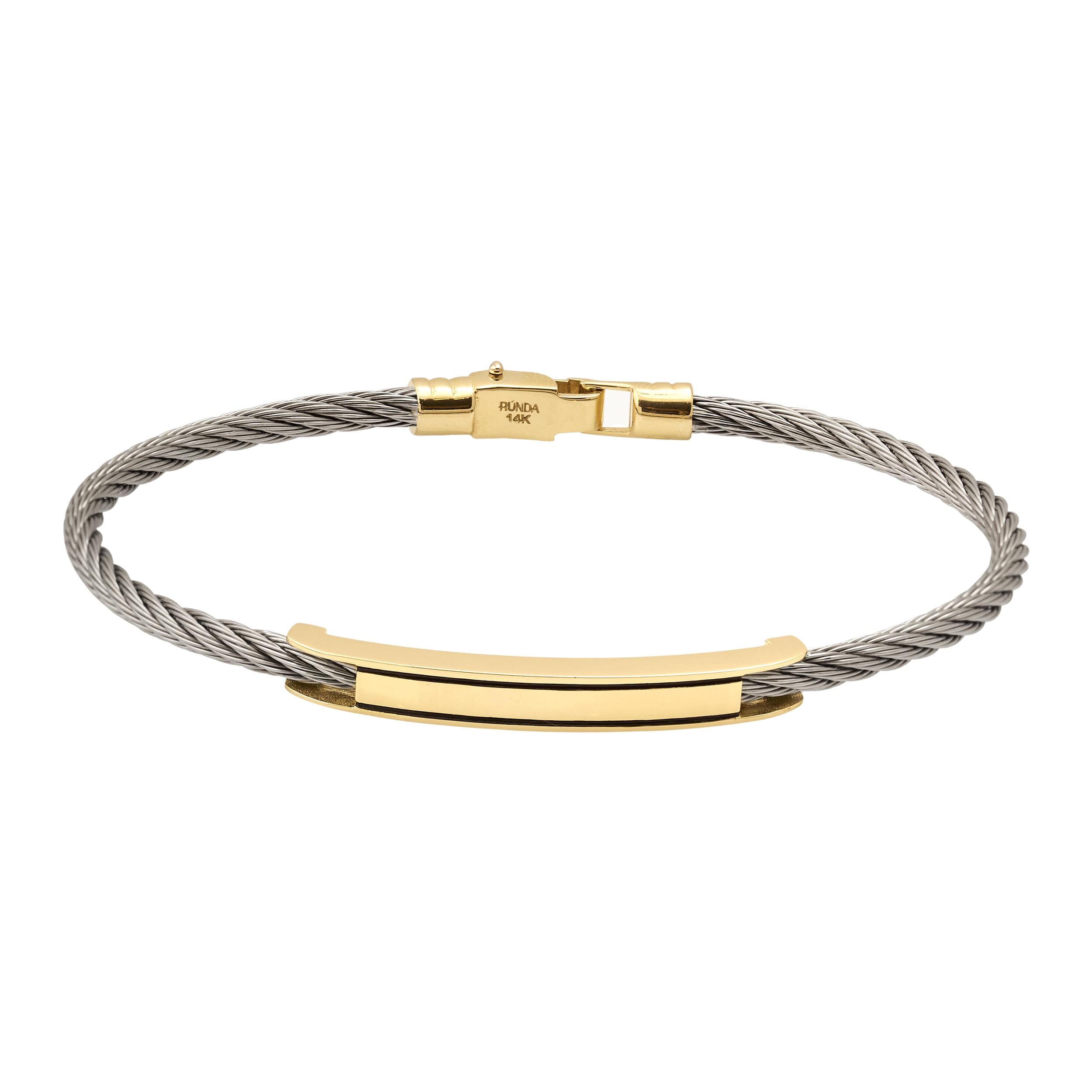 14K Solid Gold Nameplate ID Bracelet for Men