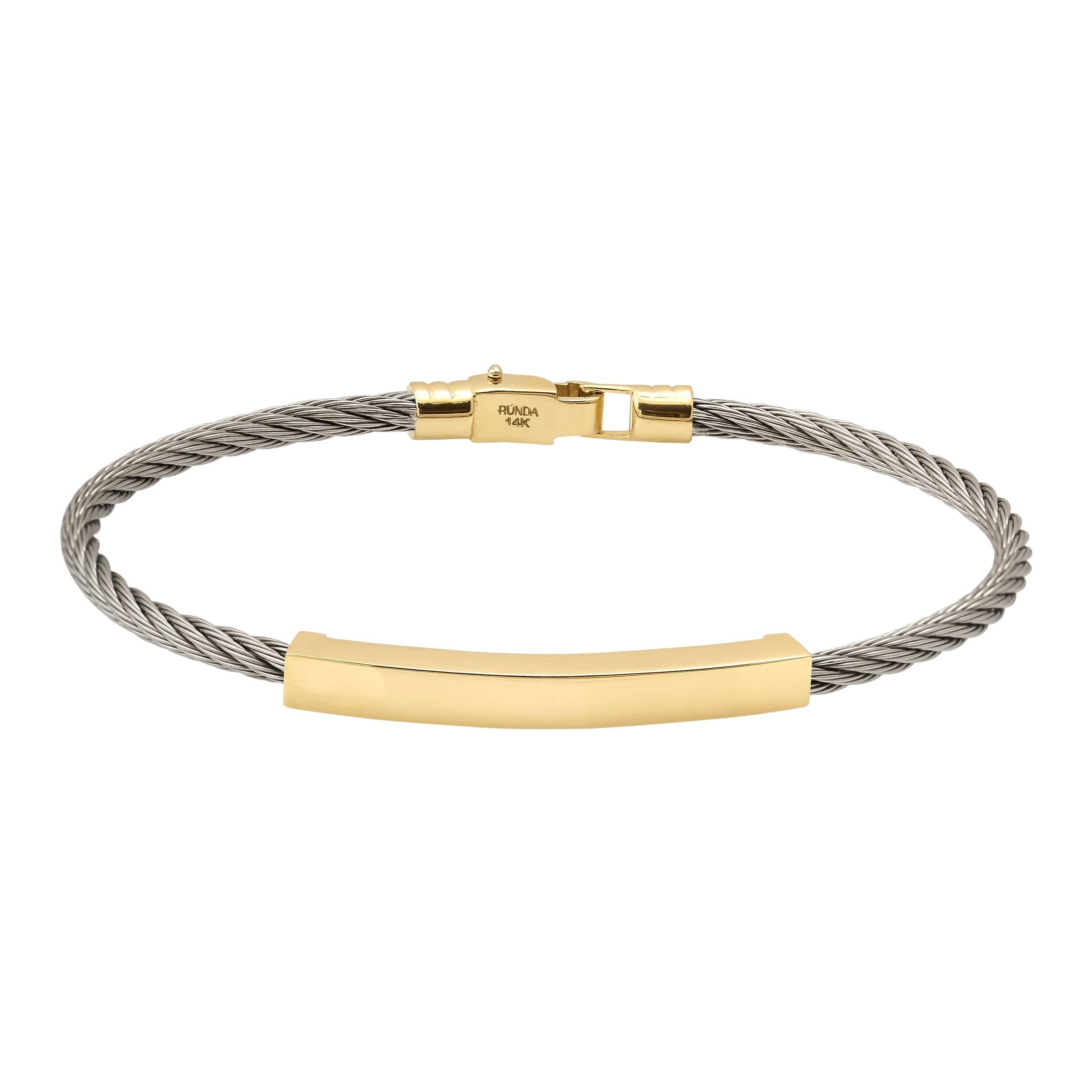 14K Solid Gold Nameplate ID Bracelet for Men