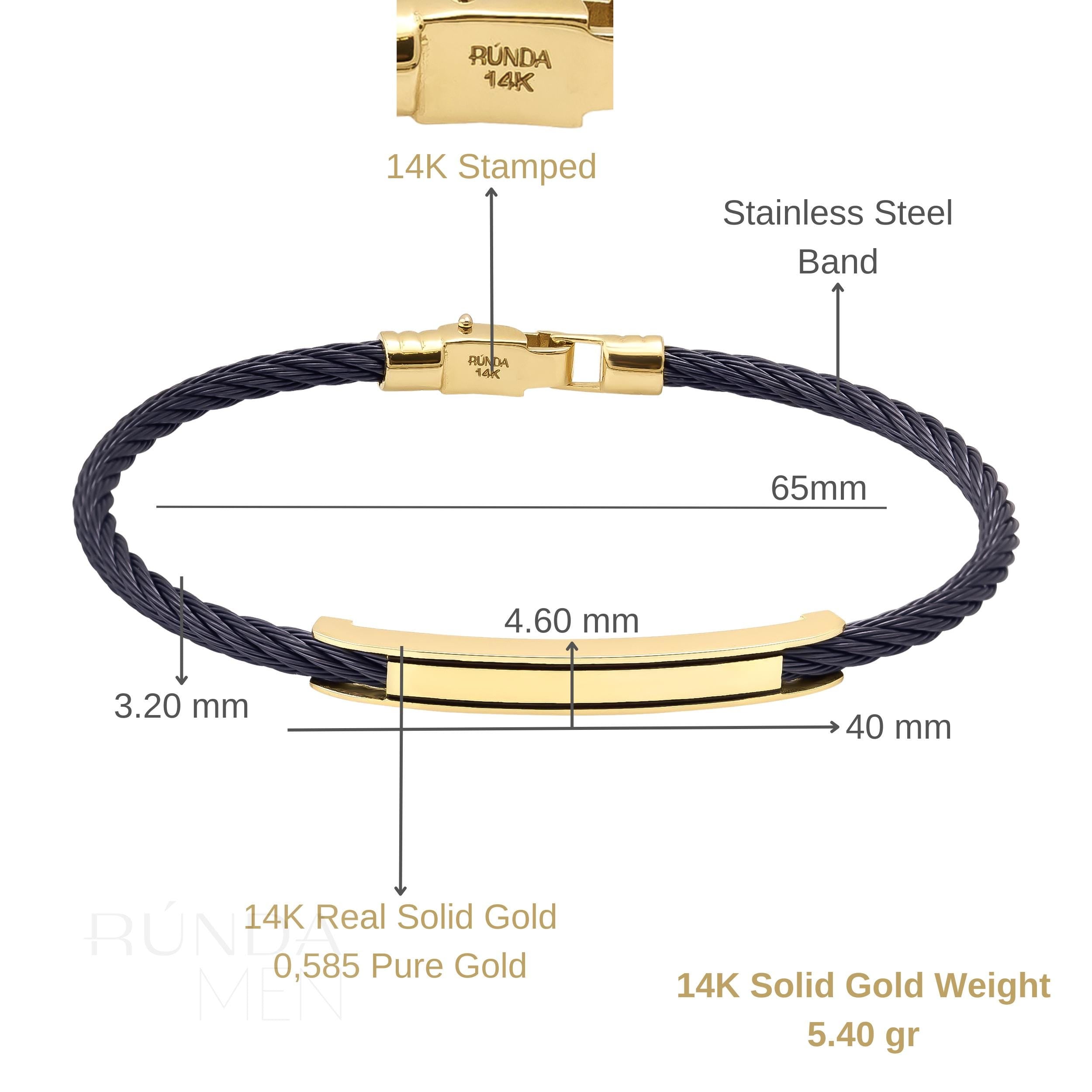 14K Solid Gold Nameplate ID Bracelet for Men