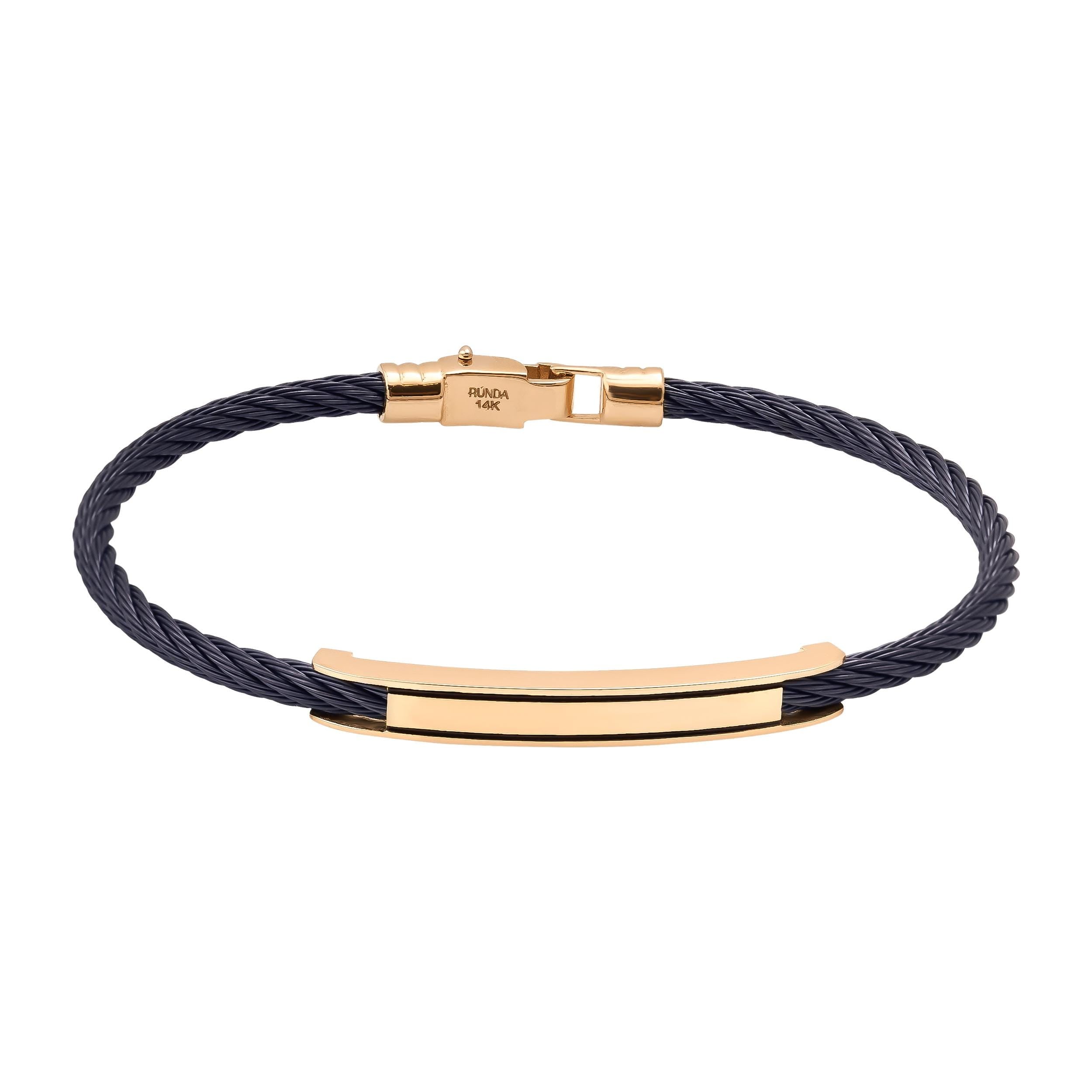 14K Solid Gold Nameplate ID Bracelet for Men