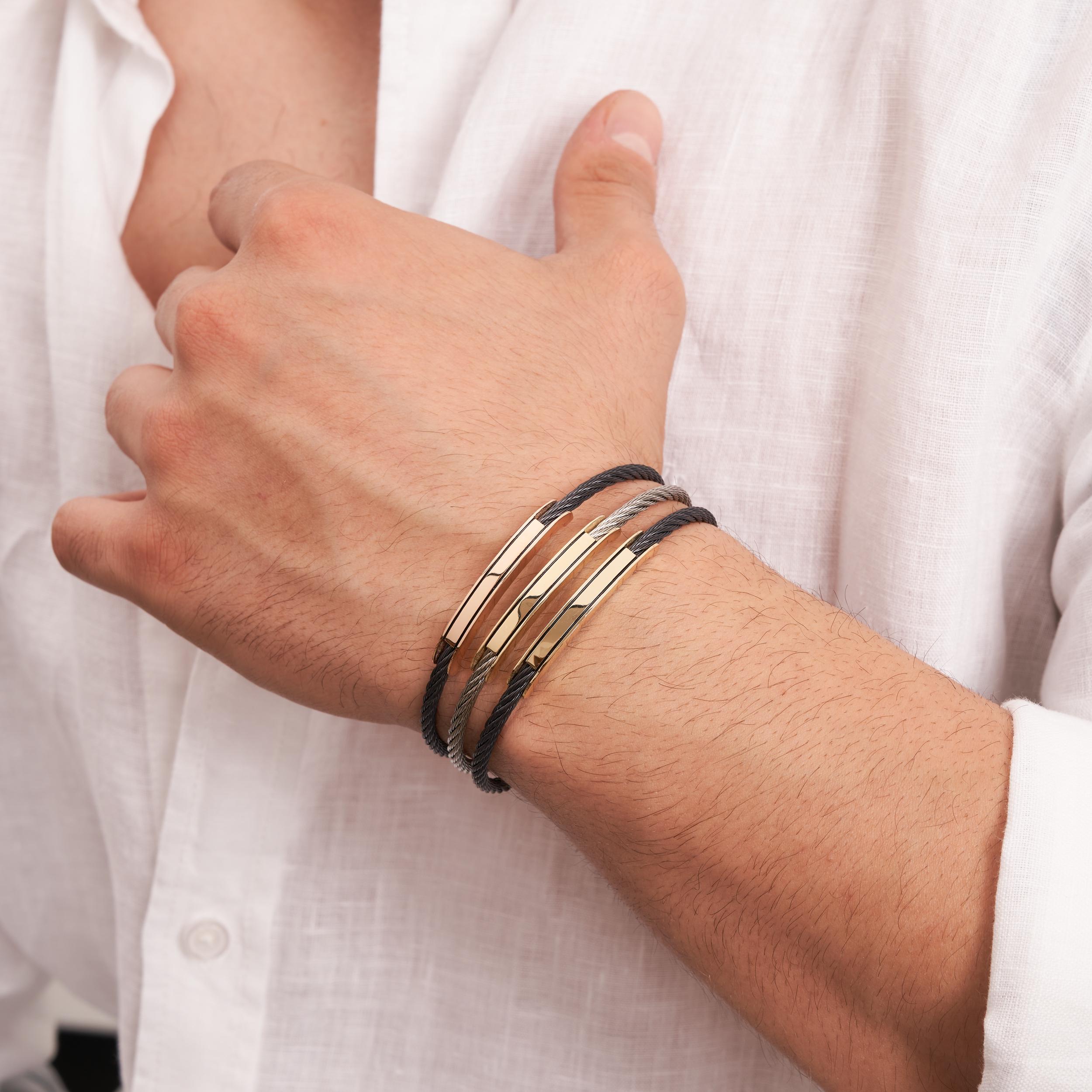 14K Solid Gold Nameplate ID Bracelet for Men