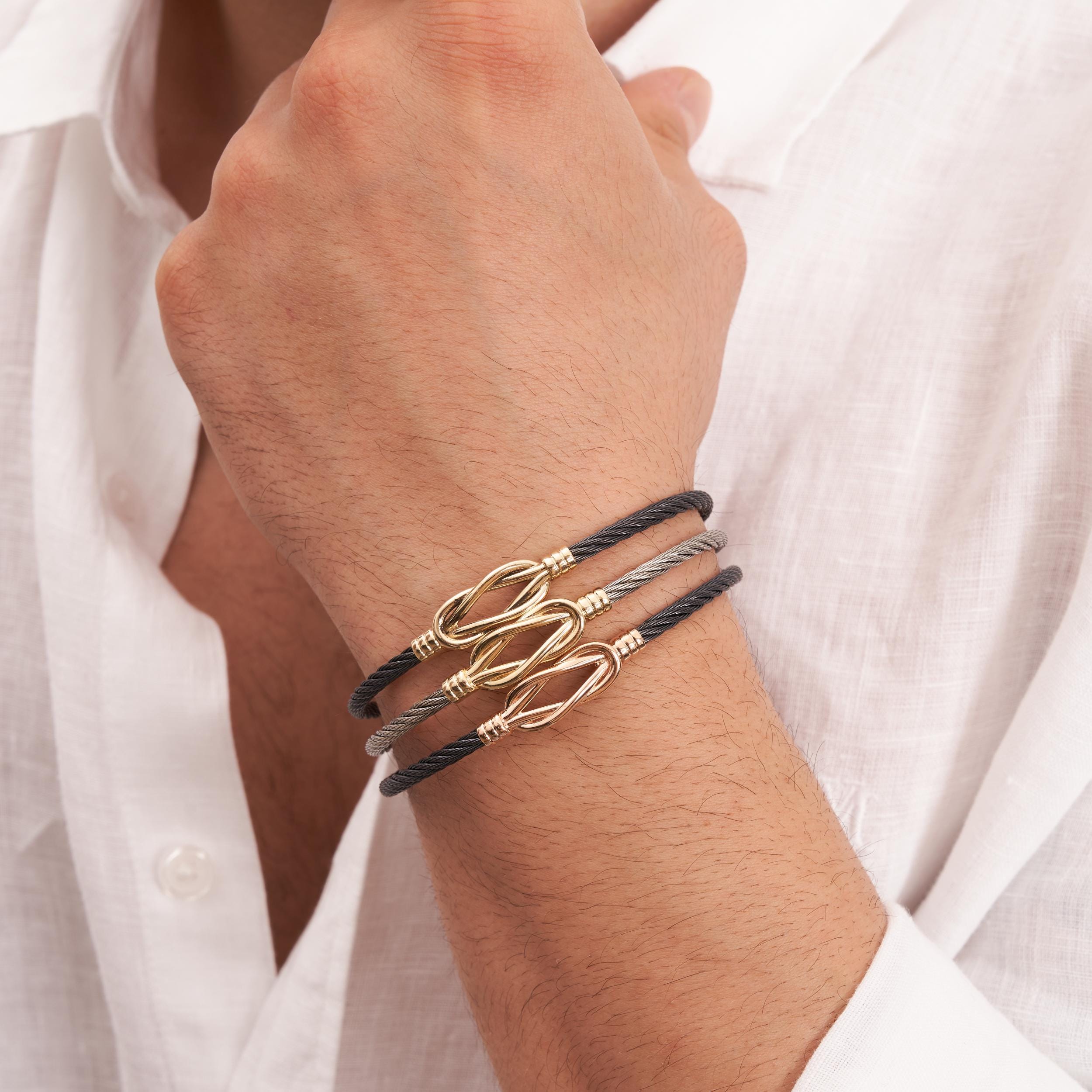 14K Solid Gold Knot Bracelet for Men