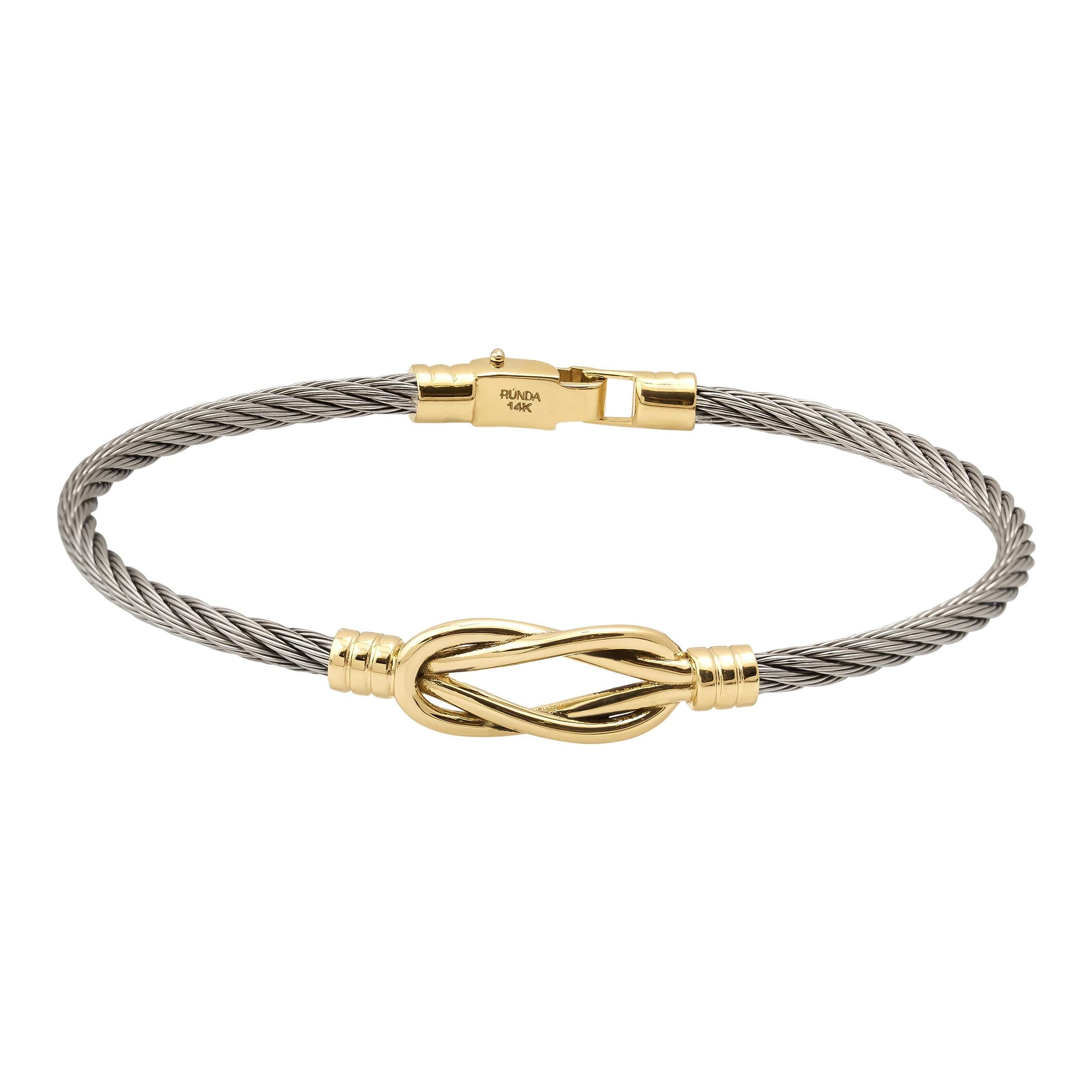 14K Solid Gold Knot Bracelet for Men