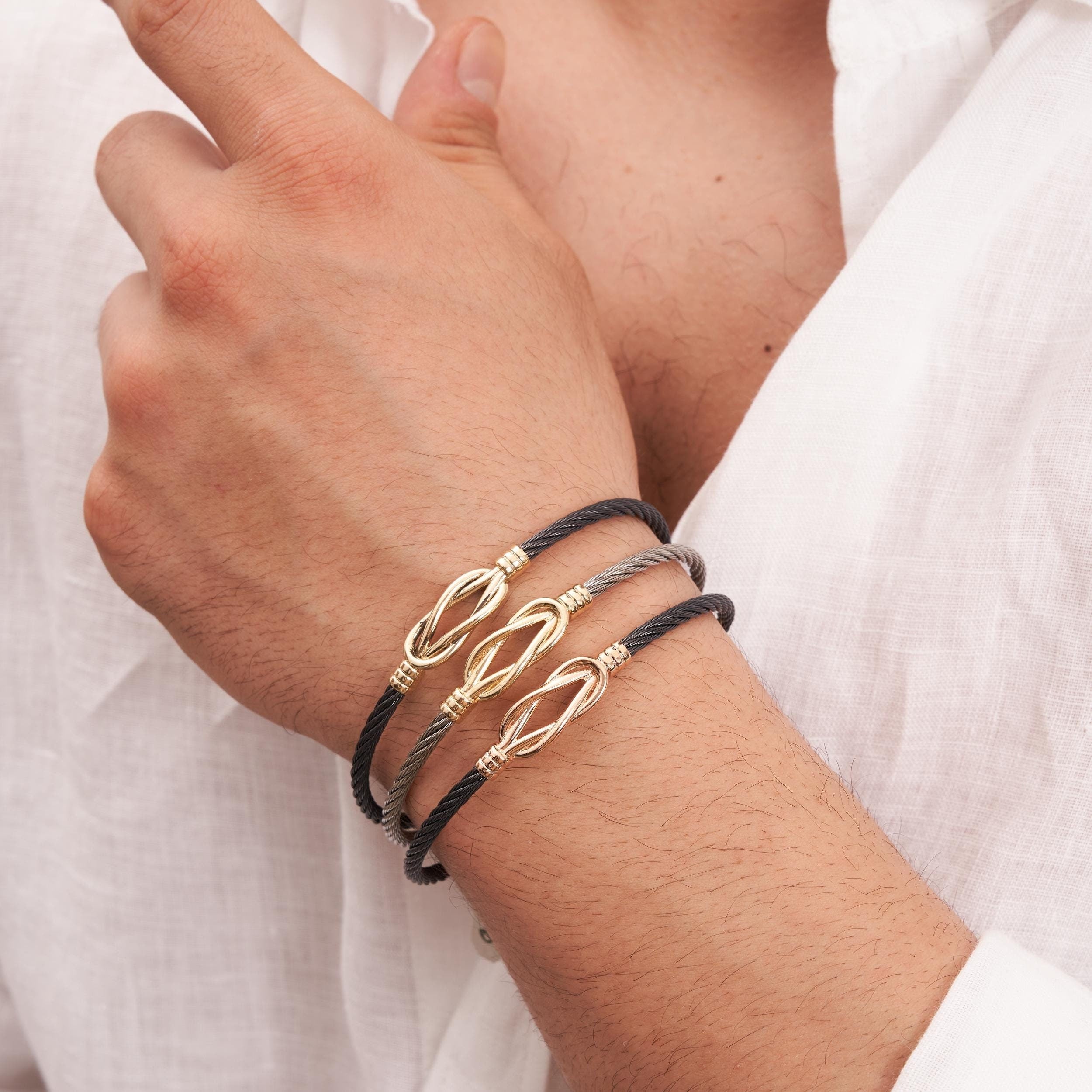 14K Solid Gold Knot Bracelet for Men