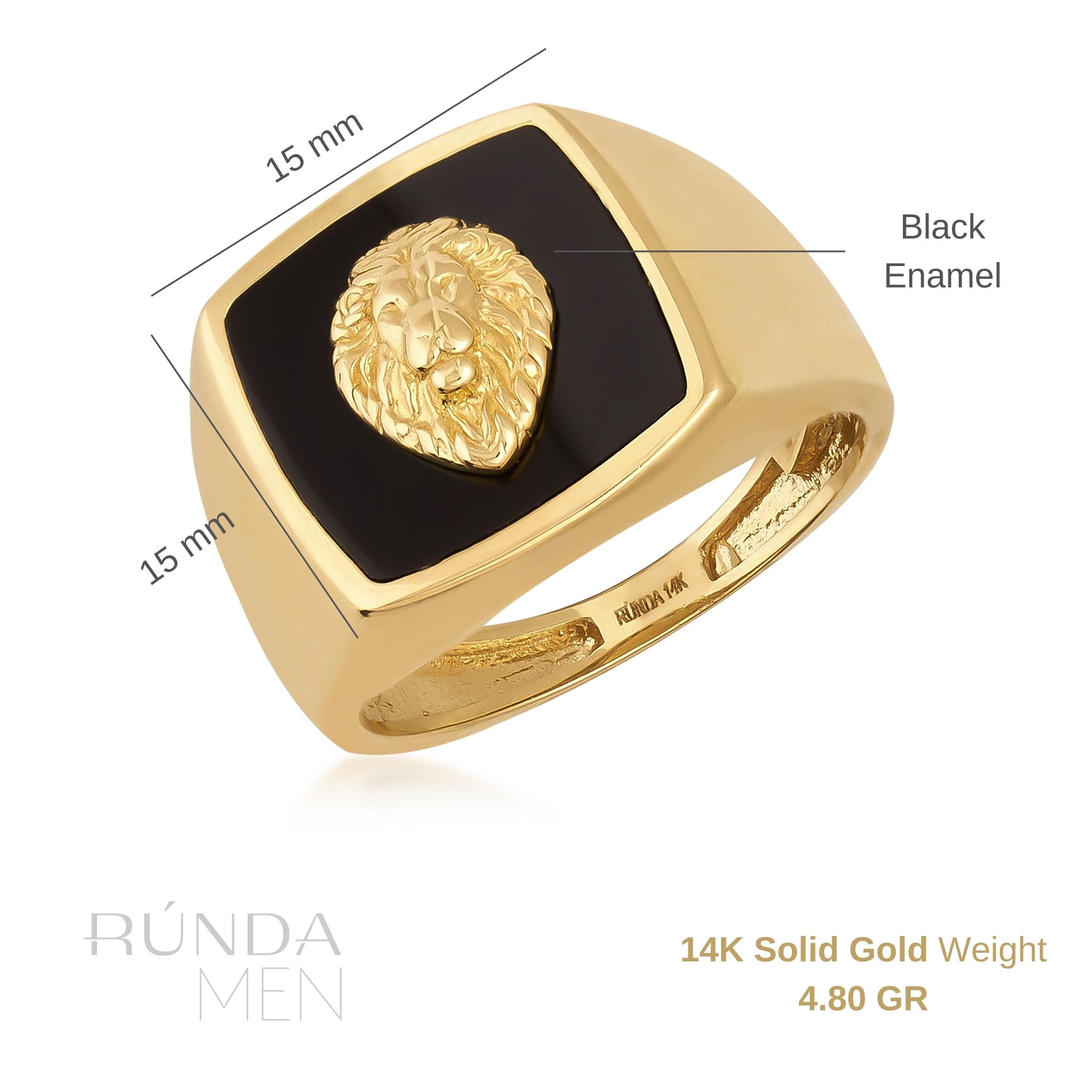 14K Solid Gold Men's Large Lion Ring