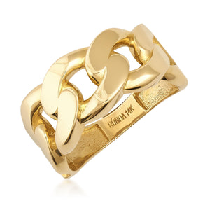 14K Solid Gold Curb Chain Shaped Ring for Men