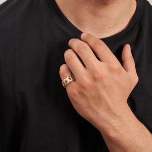 14K Solid Gold Curb Chain Shaped Ring for Men