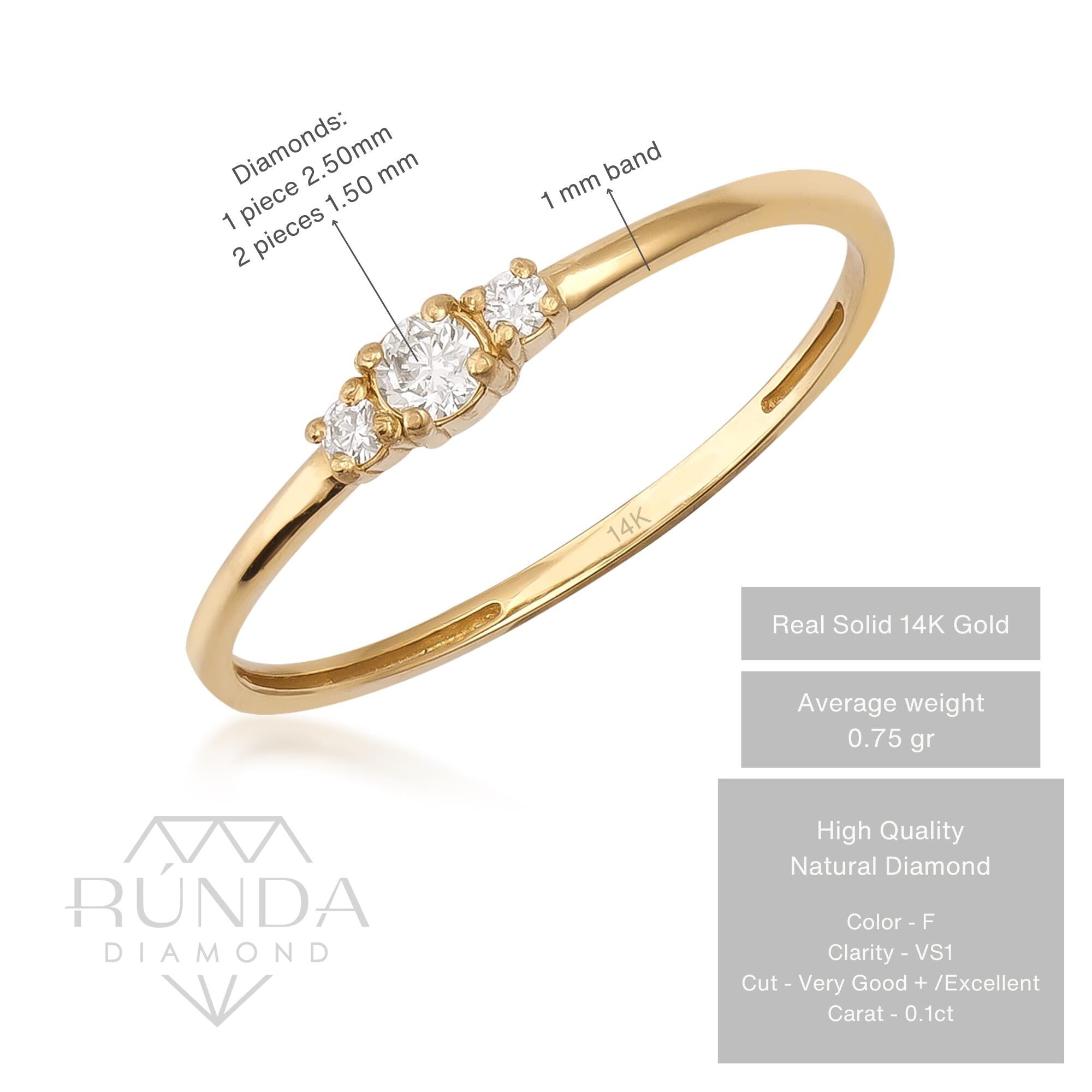 14K Solid Gold Diamond Promise Ring