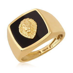 14K Solid Gold Men's Large Lion Ring