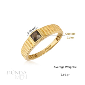 Custom Gemstone 14K Solid Gold Wedding Band for Men