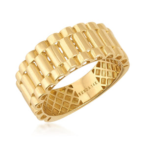 14K Solid Gold Watch Band Ring For Men, Bold Fancy Pinky Ring