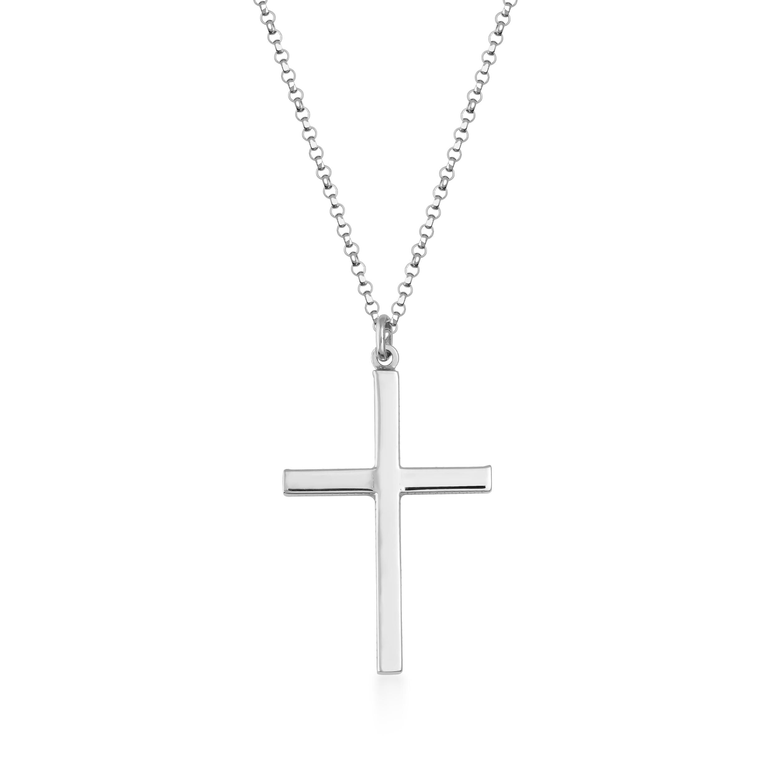 14K Solid Gold Cross Necklace for Men