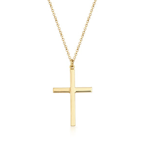 14K Solid Gold Cross Necklace for Men