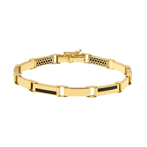 14K Solid Gold Black Onyx Bracelet for Men