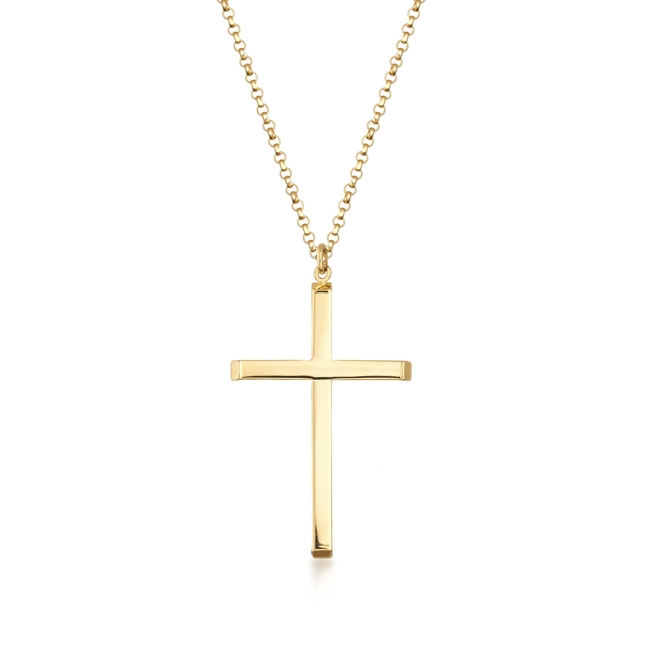 14K Real Gold Cross Necklace Unisex