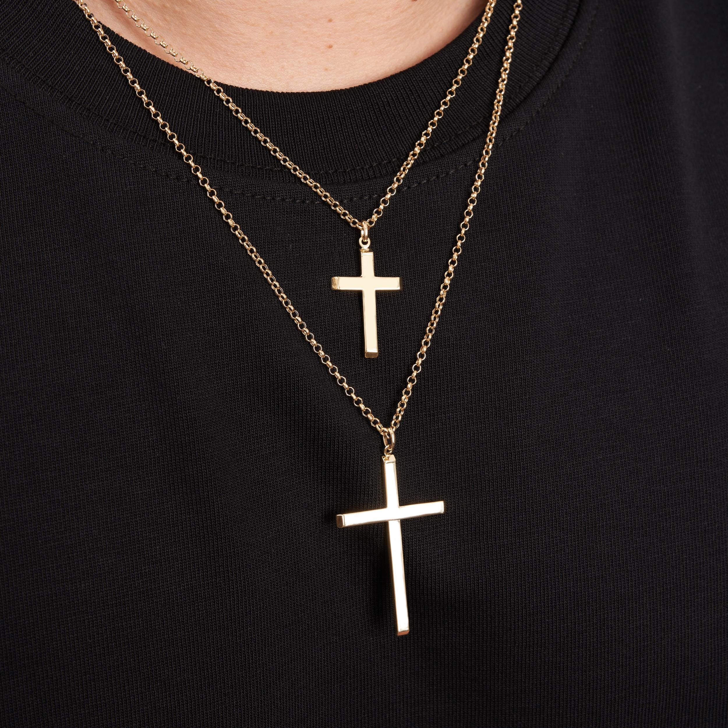 14K Real Gold Cross Necklace Unisex