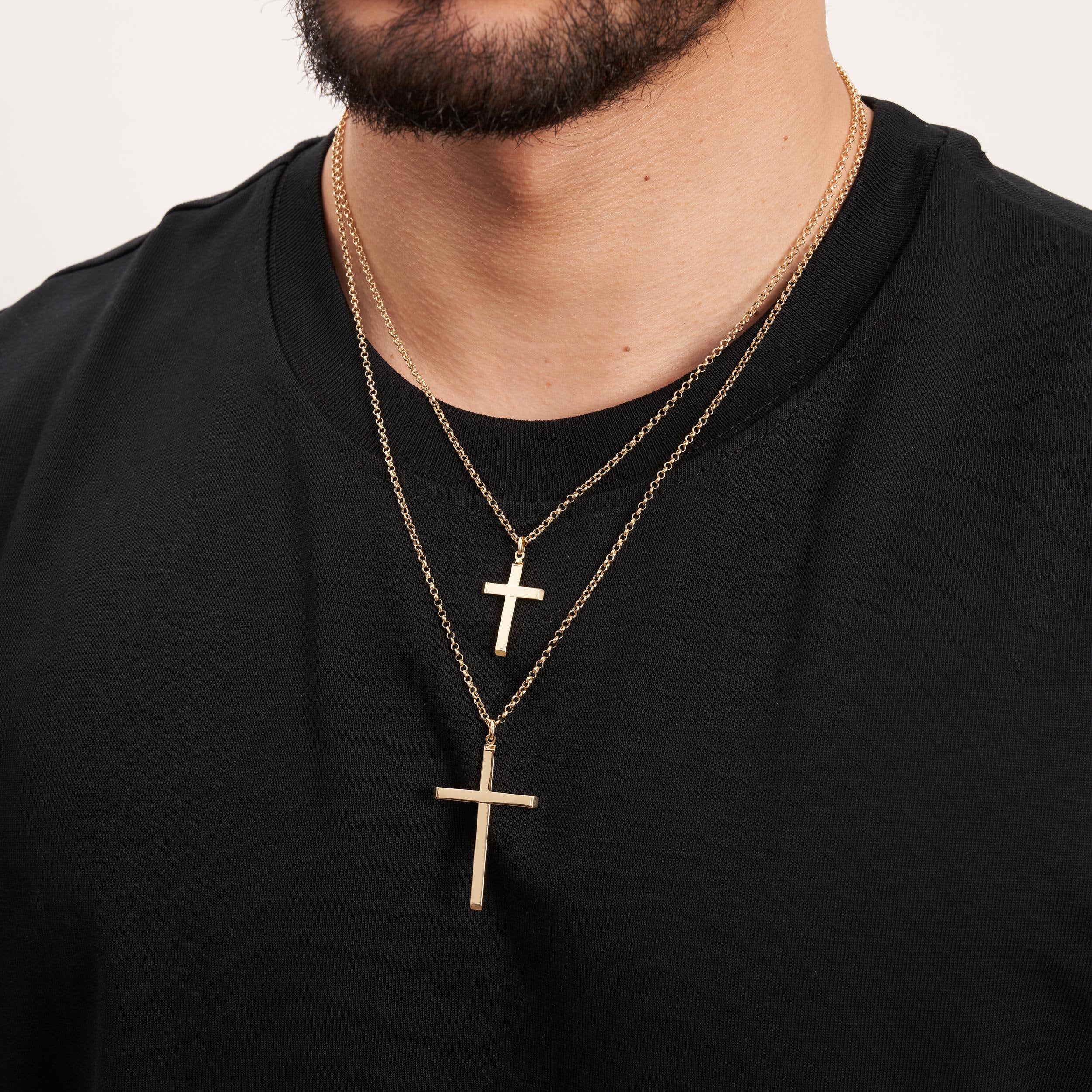 14K Real Gold Cross Necklace Unisex