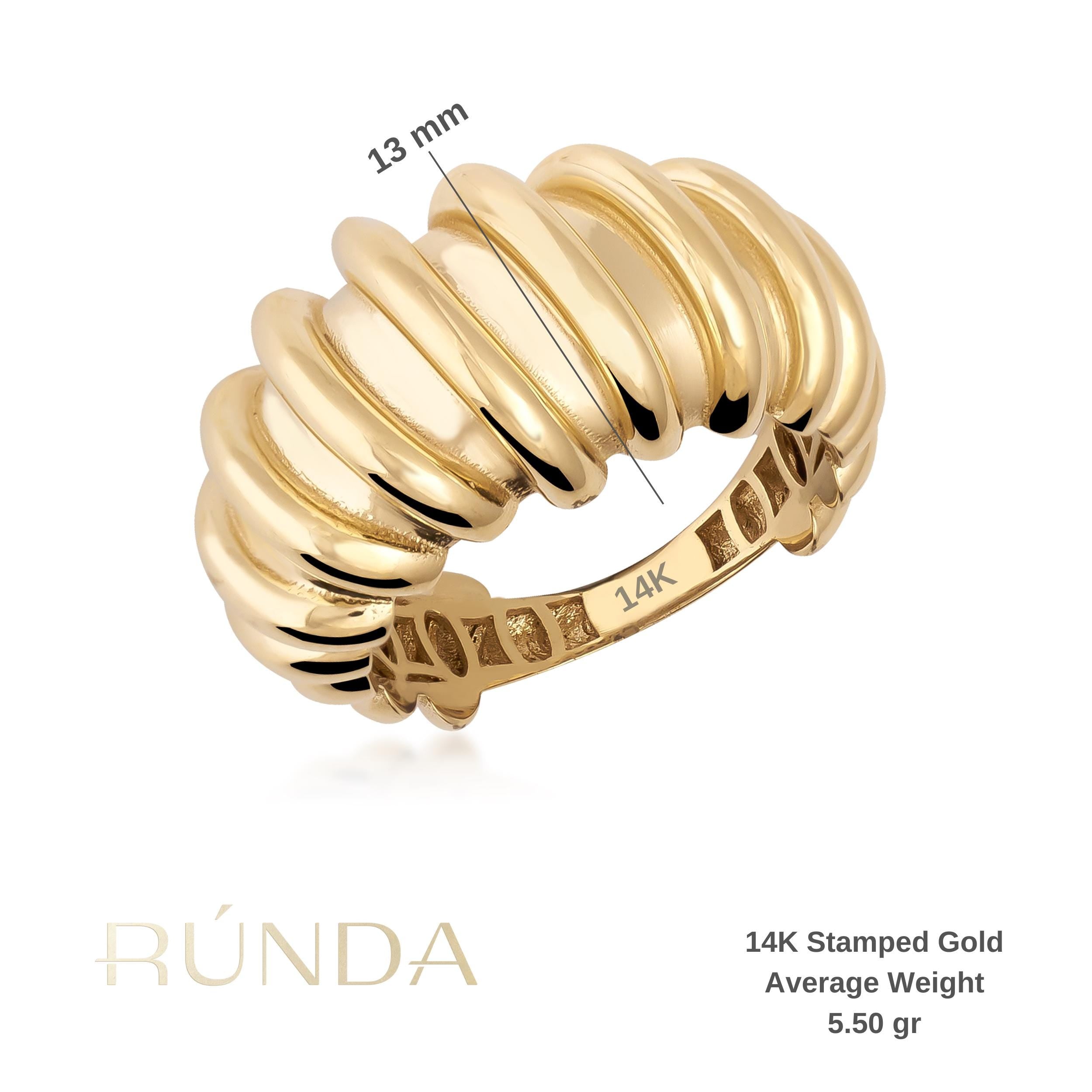 14K Solid Gold Croissant Ring