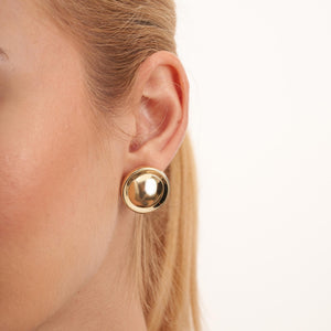 14K Solid Gold Dome Vintage Earrings in 14K Real Gold