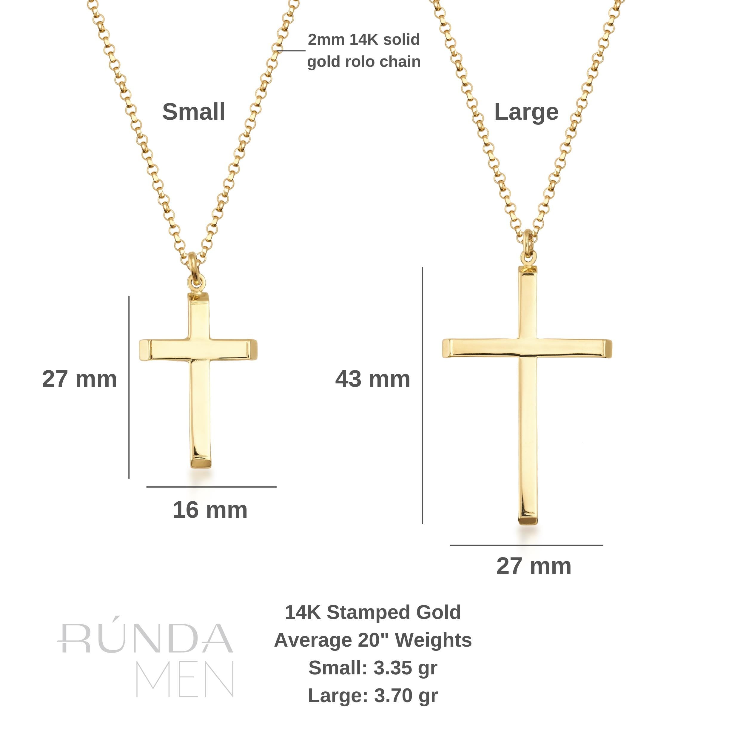 14K Real Gold Cross Necklace Unisex