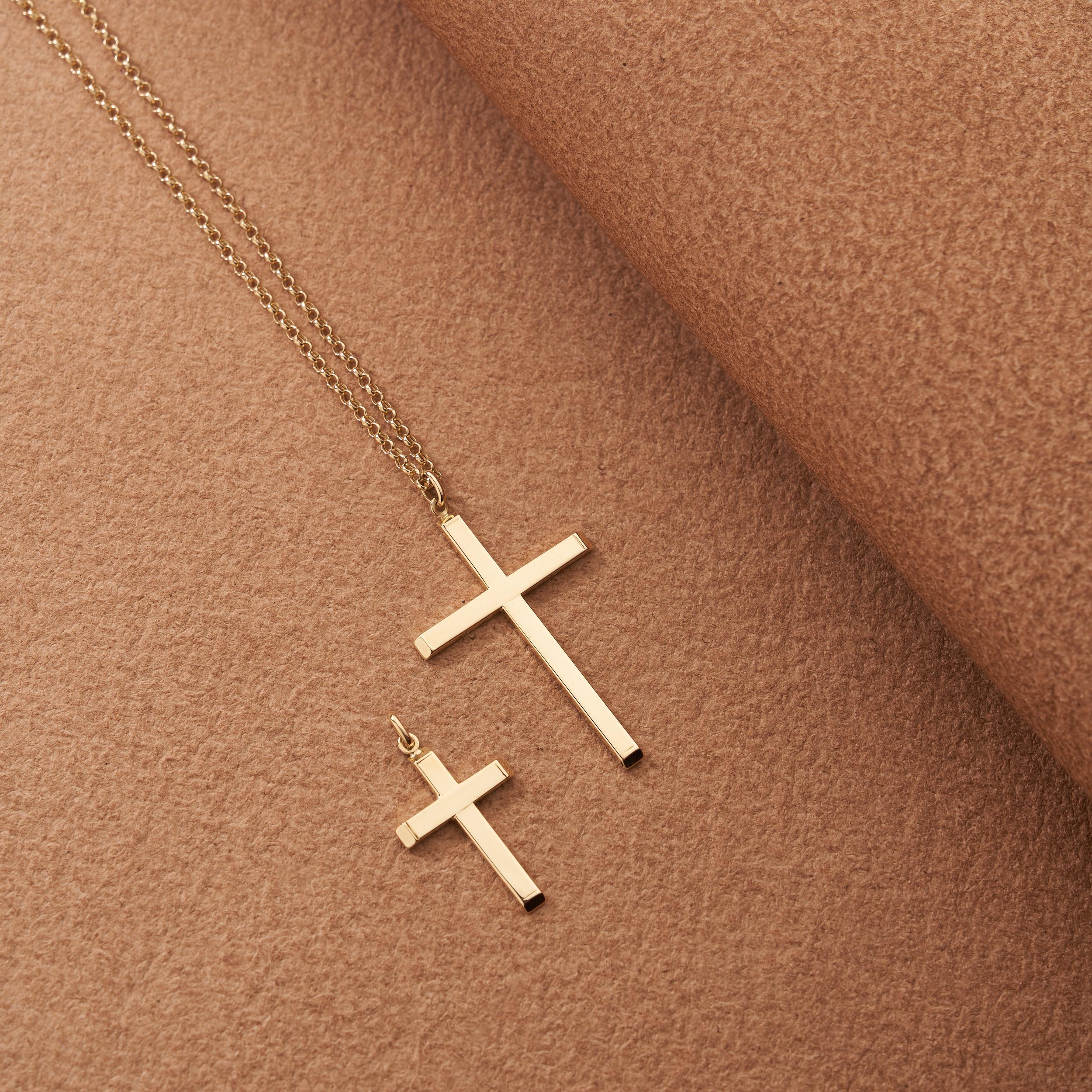 14K Real Gold Cross Necklace Unisex