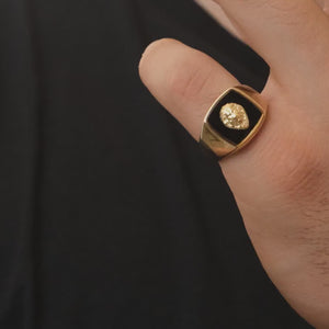 14K Solid Gold Men's Large Lion Ring