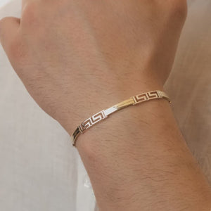 14K Solid Gold 5 mm Greek Key Bracelet for Men