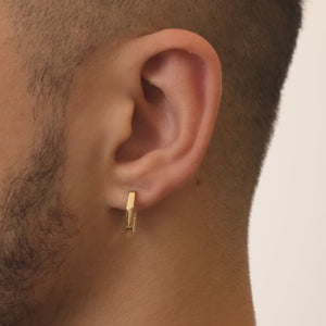 14K Solid Gold Hexagon Hoop Earrings for Men