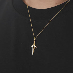 14K Solid Gold Knife - Dagger Pendant Necklace for Men