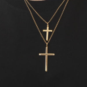 14K Real Gold Cross Necklace Unisex