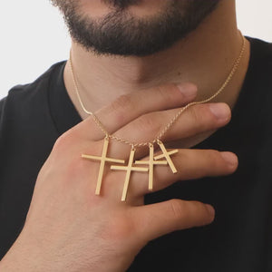 14K Solid Gold Cross Necklace for Men