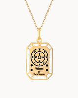 14K Solid Gold The Wheel of Fortune Tarot Necklace