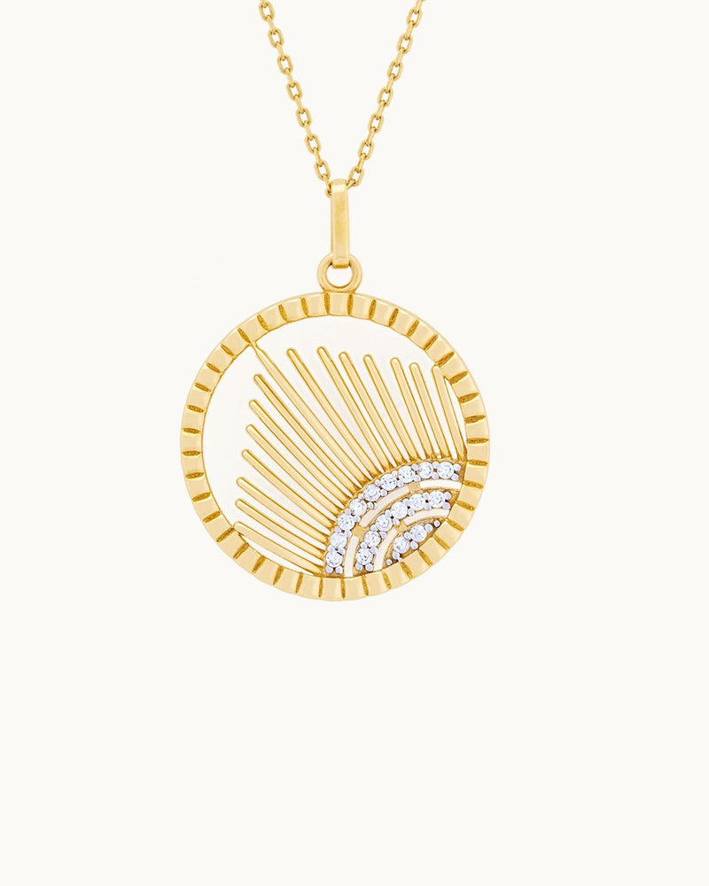 14K Gold Eye of Helios Diamond Necklace