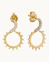 Crown Sphere of the Sun 14K Gold Diamond Earrings
