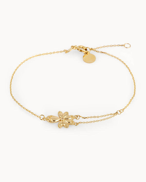 14K Gold White-Eyed Flower Diamond Bracelet