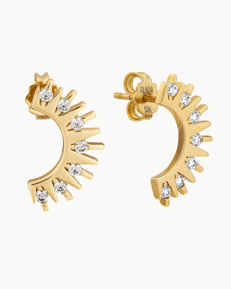 14K Gold Sun Hare Diamond Earrings