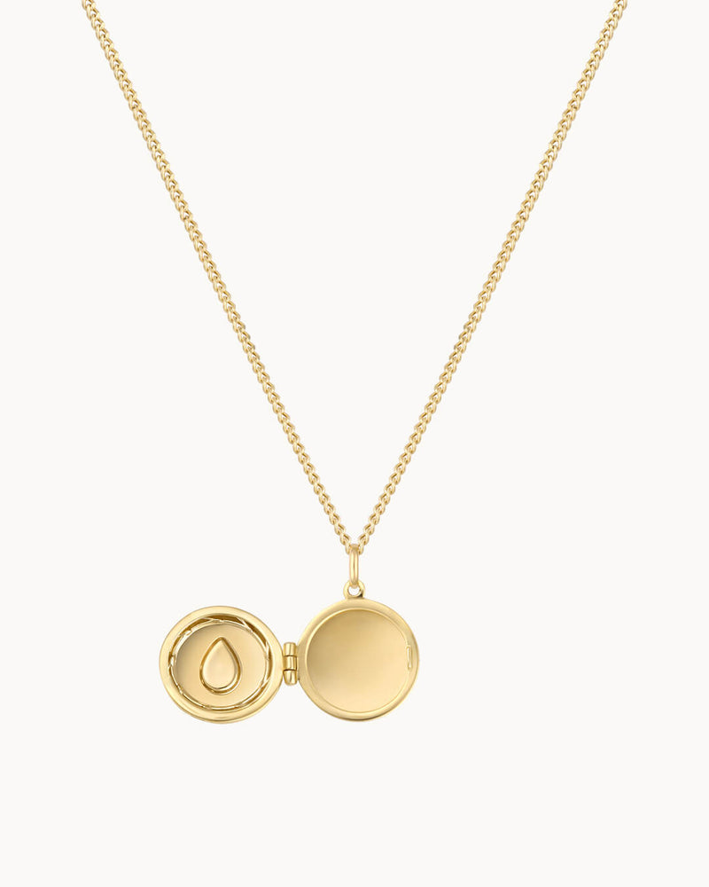 14K Solid Gold Note to the Future Locket Necklace