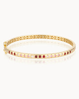 14K Gold Plated Diamond Earth Tone Red Stone Sterling Silver Bracelet
