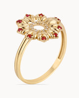  14K Gold Flower Cycle Diamond Ring