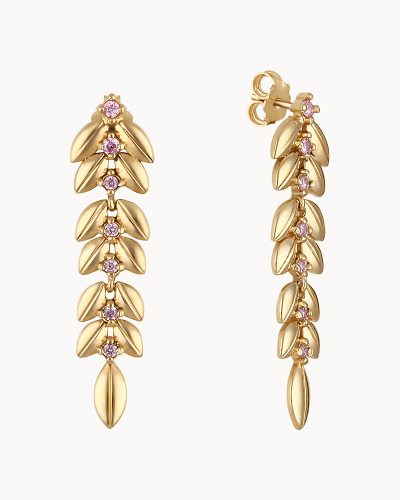 14K Gold Plated Quill Diamond Earrings