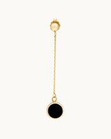 14K Gold Full Moon Earrings with Black Enamel