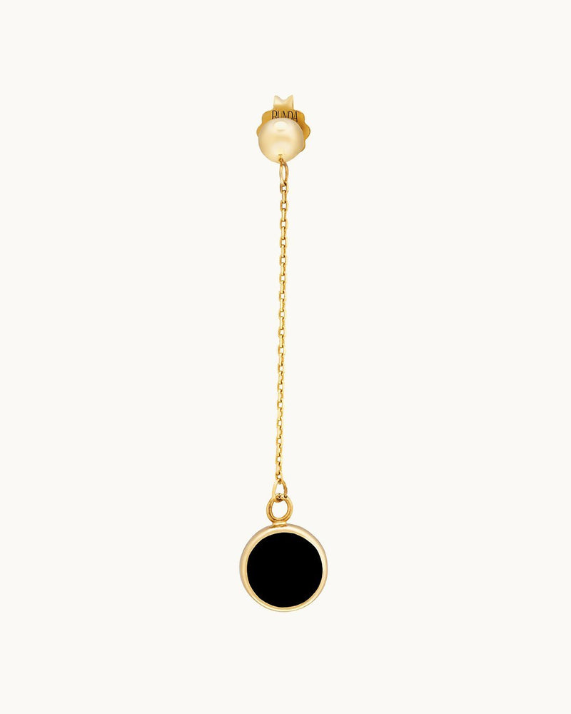 14K Gold Full Moon Earrings with Black Enamel