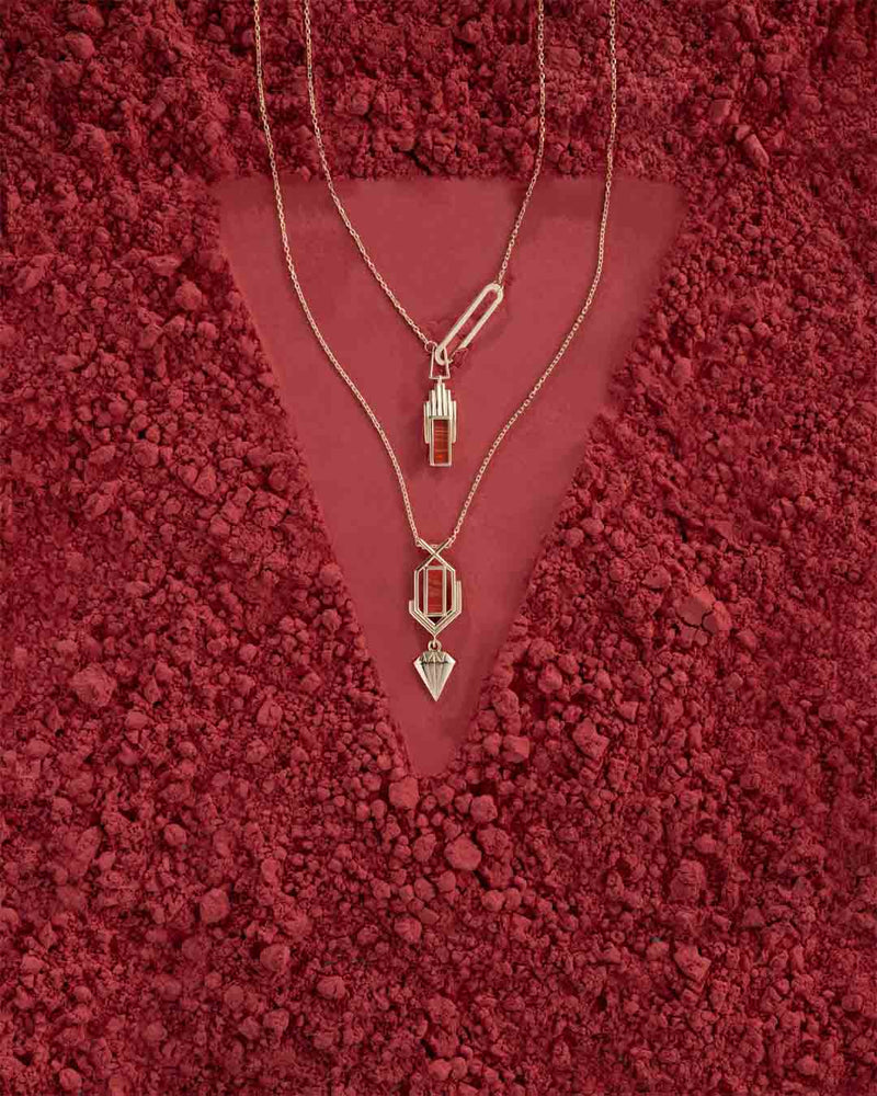 Vox 14K Solid Gold Carnelian Stone Minimal Dainty Pendant Necklace
