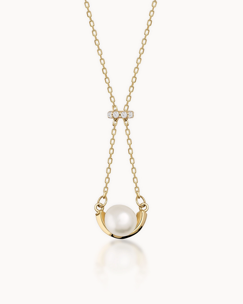 14K Gold Natural - Real Pearl Chain Necklace